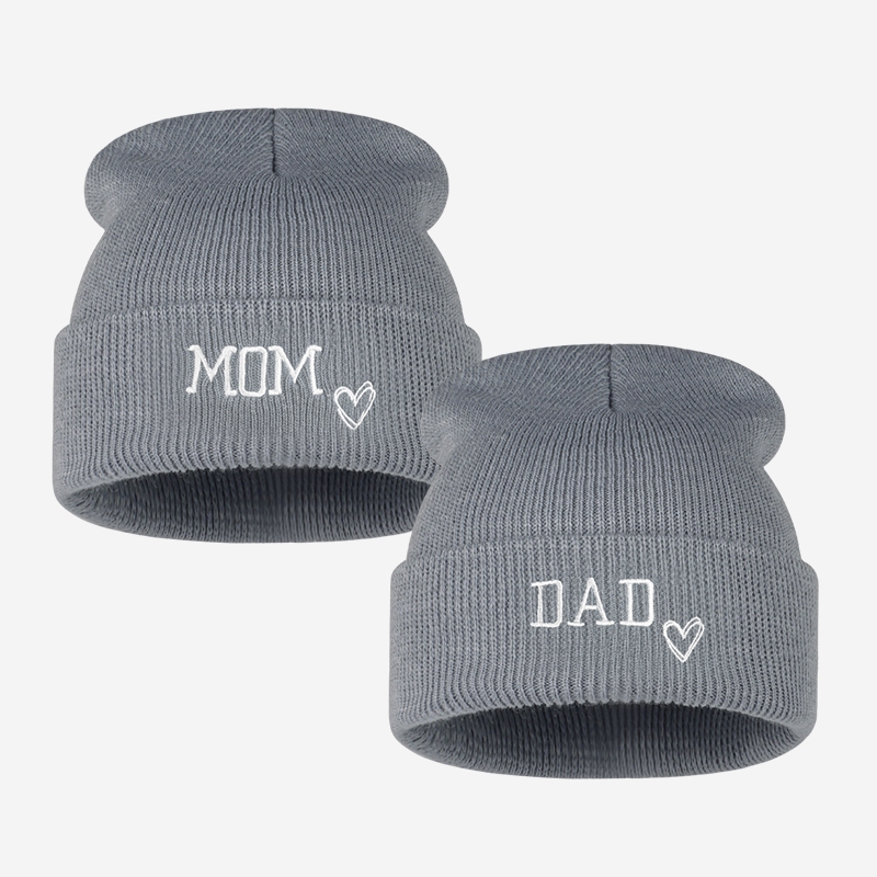 2pc Adult MOM DAD Embroidery M - огляд і ціна Beanie Cuffed Knit